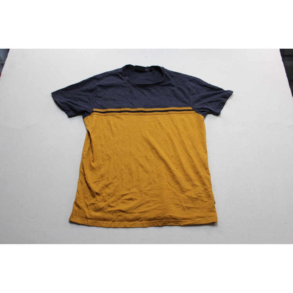 Level Ten T-Shirt Mens Medium Yellow Blue Excellent Colorblock Striped Tee